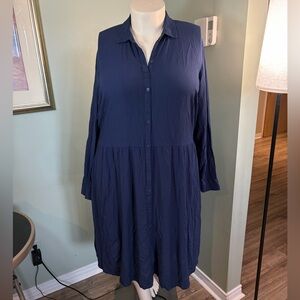 112. Old Navy - Navy Button-Front Shirt Dress